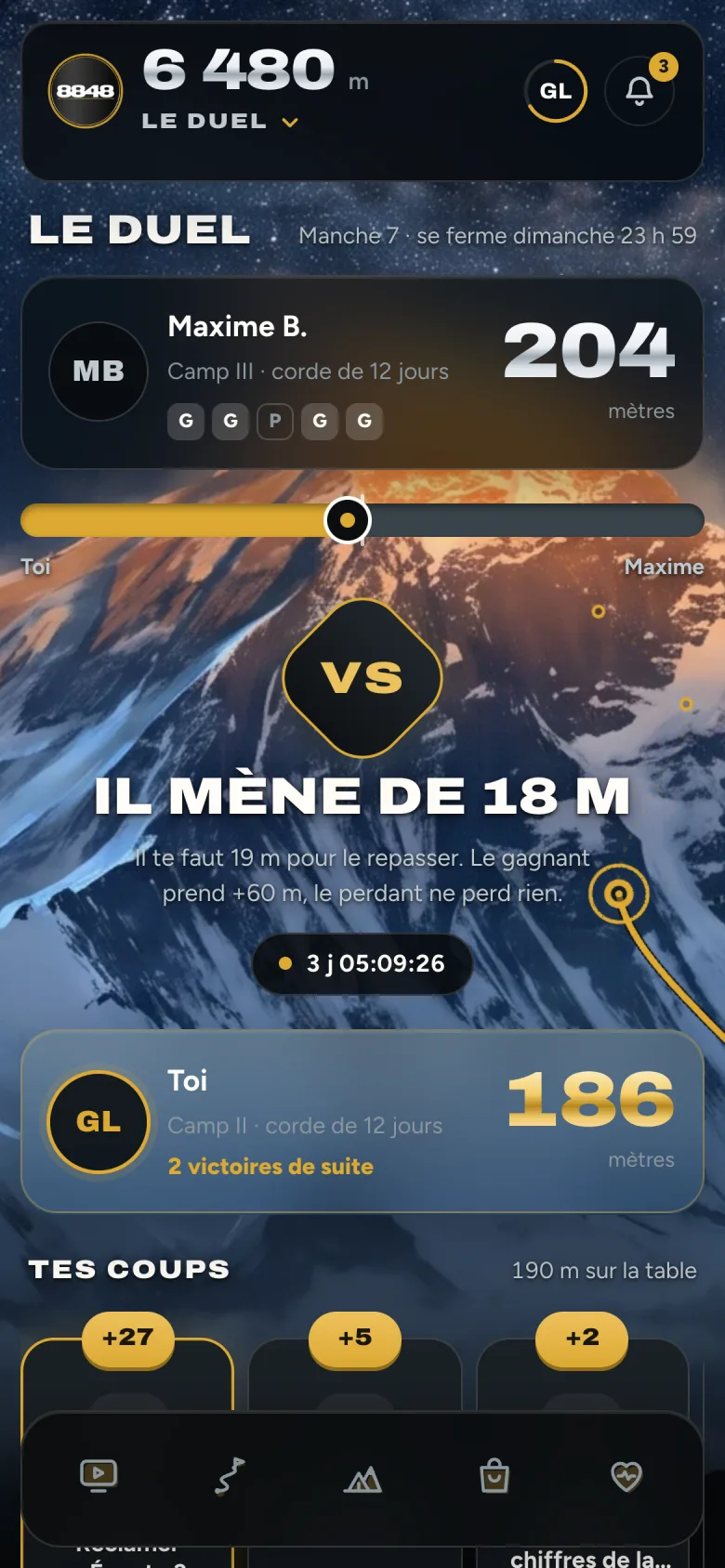 L’écran Le duel de l’app 8848
